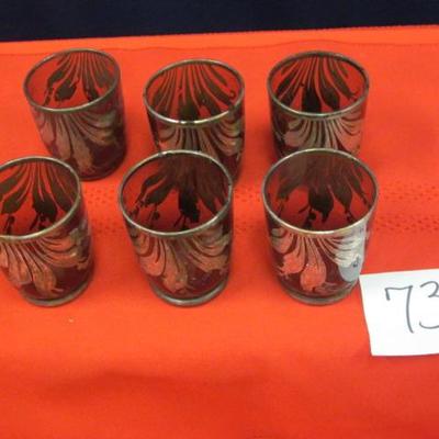 Vintage Purple & Silver shot glasses set of 6