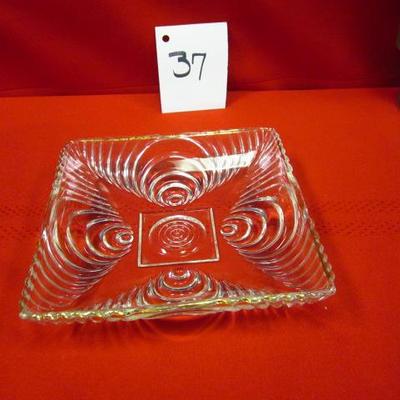 Crystal candy dish with gold trim