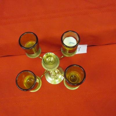 Brass/ Amber Candelabra