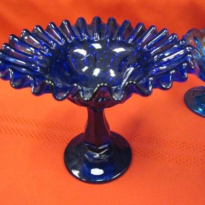 Blue Glass Dishes, 3 pcs