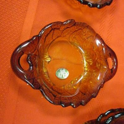Tiara Amber Colored Decorative Dishes, 4 pcs