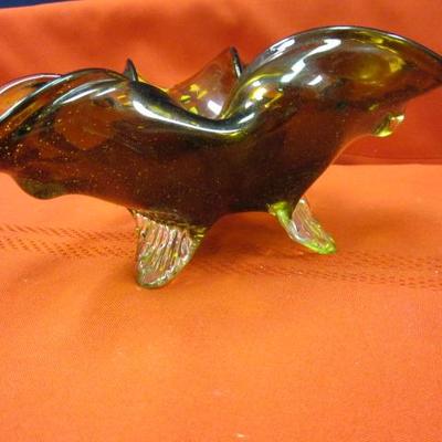 Green Glass Shaped Dish