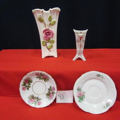 Small Rose Vase, Large Rose Vase, Decorative Floral Plates, 4 pcs