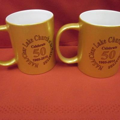 50th Anniversary Mugs, White/Gold plus 2 extra cups