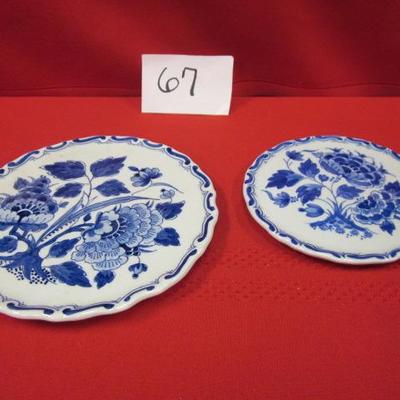 White/Blue Decorative Plates,- Delft, Holland,   2 pcs