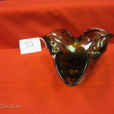 Green Glass Shaped Dish