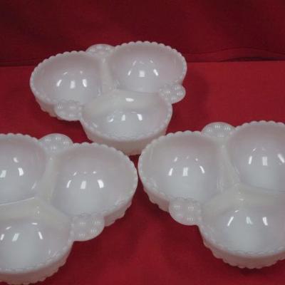 Milk Glass Decorative Serving Dish, 3 pcs