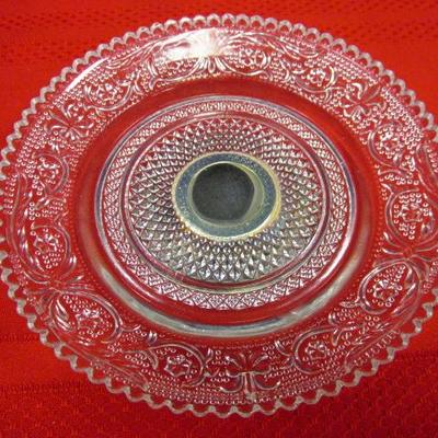 Crystal Candle Holder plate, Crystal Dish, Crystal bowl silver plate trim, 3 pcs