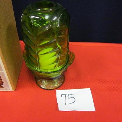 Viking green candle holder new w/ box
