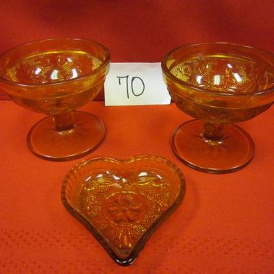 Tiara glass 2-dessert dishes 1- heart shape trinket dish