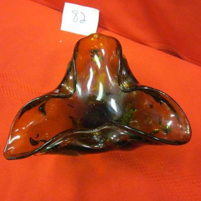 Green Glass Shaped Dish