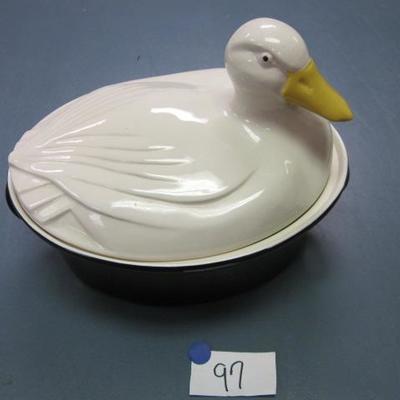 Duck Serving Bowl, With Lid, Carbone