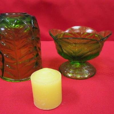 Viking green candle holder new w/ box