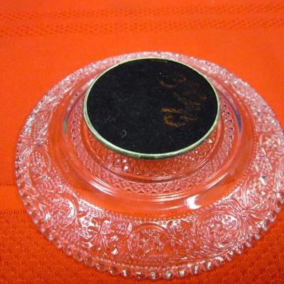 Crystal Candle Holder plate, Crystal Dish, Crystal bowl silver plate trim, 3 pcs