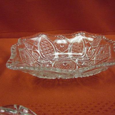 Fan crystal dish,  Round decorative crystal dish, 2 pcs