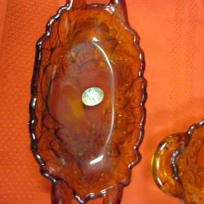 Tiara Amber Colored Decorative Dishes, 4 pcs