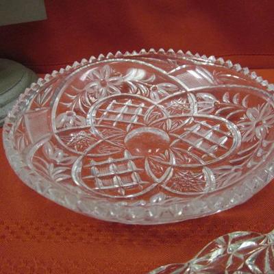 Fan crystal dish,  Round decorative crystal dish, 2 pcs