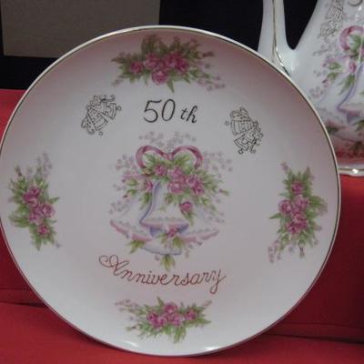 50th Anniversary Tea pot & Plates, Japan 3 pcs