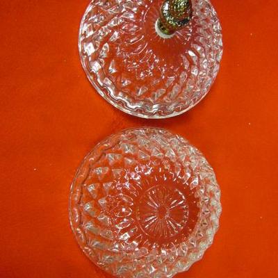 Crystal Candy Dish with dome lid/ decorative pine cone top