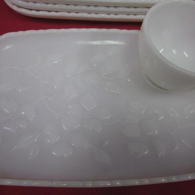 Milk Glass Set- Cups/Plates- 13 pcs