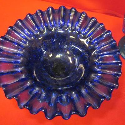 Blue Glass Dishes, 3 pcs