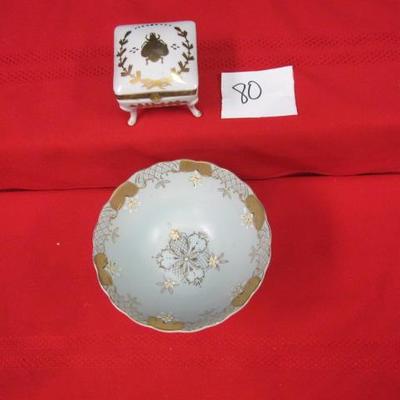 Vintage Candy Dish, Vintage Bee Trinket Box, 2 pcs