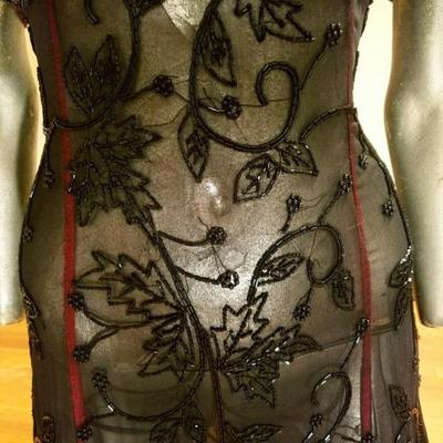 Vintage Regency layering fully beaded onyx  fluid gown