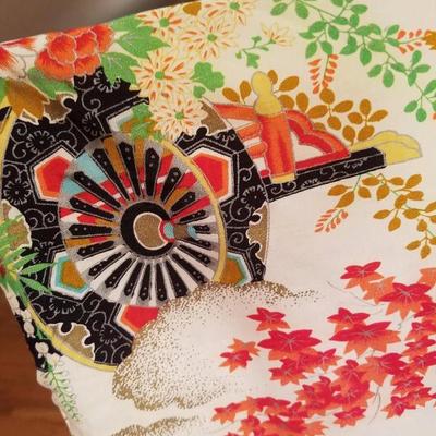 Vtg 1940's Japanese Haori Hand painted raw silk kimono Shibori art gold