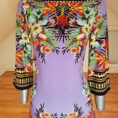 Lilac dress floral printed mod style Pucci look
