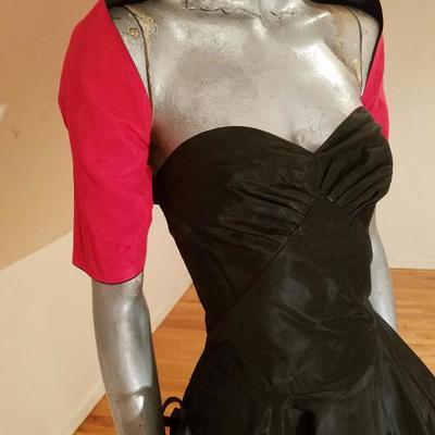 Vtg 1940's strapless Taffeta party dress w/shrug full sweep