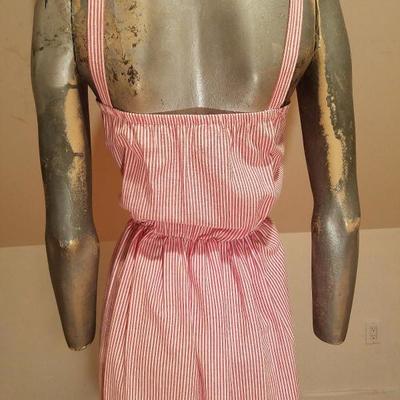 Vtg Pinafore seersucker dress with embroidered animal applique'