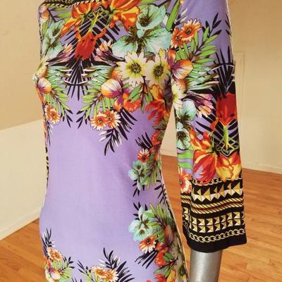 Lilac dress floral printed mod style Pucci look
