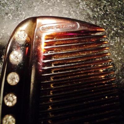 Art Deco Francois Huchard France Circa 1930 Tortoise and crystal combs set