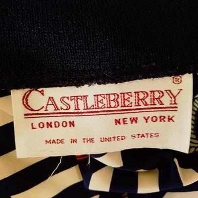 Vtg Castleberry London Maritime Blouson top knit borders L/XL