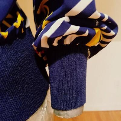 Vtg Castleberry London Maritime Blouson top knit borders L/XL