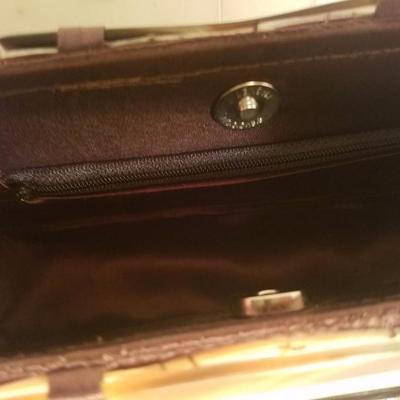 Vintage mother of pearl shel handbag tortoise double handles