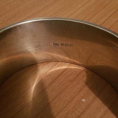 Antique English sterling silver bangle carved