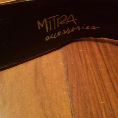 Vtg Mitra leather resin embellished crystas