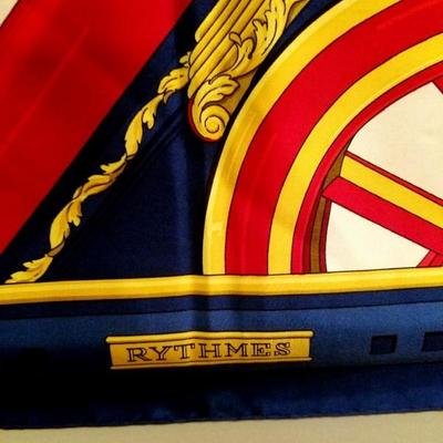 Vtg Hermes Paris 1970's silk scarf Rare Rythmes by Cathy Latham