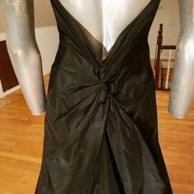 Laundry 1995 Runway satin gown embellished bodice back low plunge train