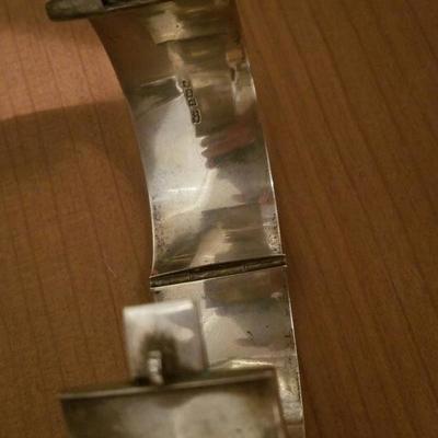 Antique English sterling silver bangle carved