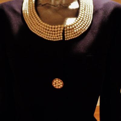 Couture Ecaille Paris French Jacket wool embellished with pearls 