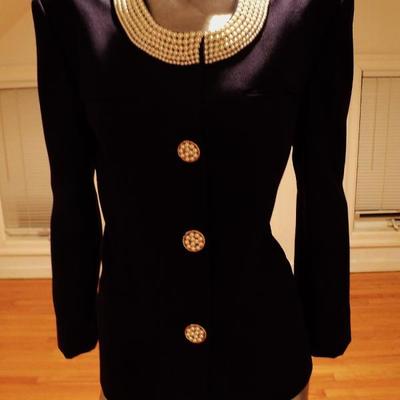 Couture Ecaille Paris French Jacket wool embellished with pearls 