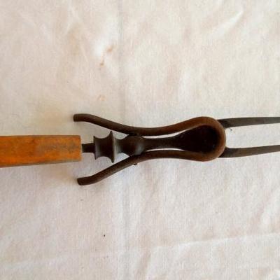 Lot 27 Antique Wood Handled Carving Fork with Folding Stand 1800's