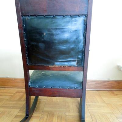 Lot 7 Antique Tufted Black Upholstered Rocking Chair