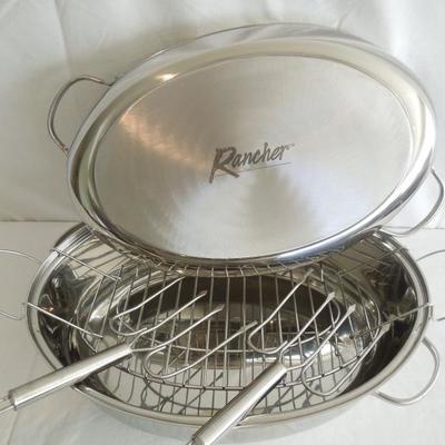 Lot 48 New Rancher 18/10 Stainless Roaster with Rack and Forks