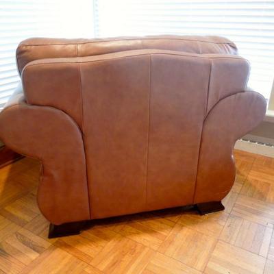 Lot 30 Oversized Brown Club Chair with Ottoman