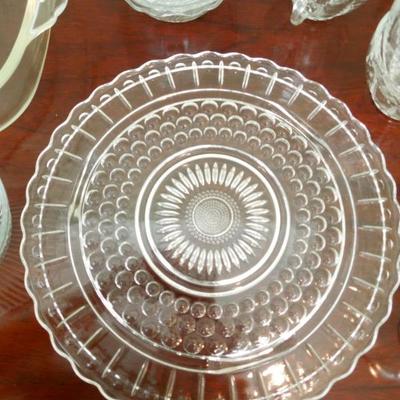 Lot 49 Group of Vintage Cut, Pressed and Etched Glass Serving Pieces
