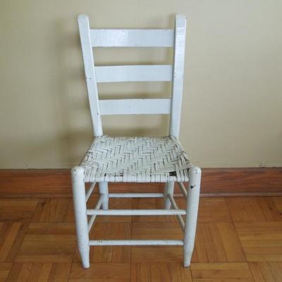 Lot 8 Antique Child's Ladderback Rushed White Chair