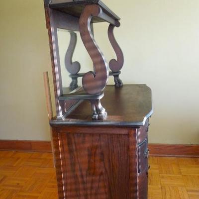 Lot 65 Large Antique Carved Oak Elegant Buffet Sideboard with Mirror